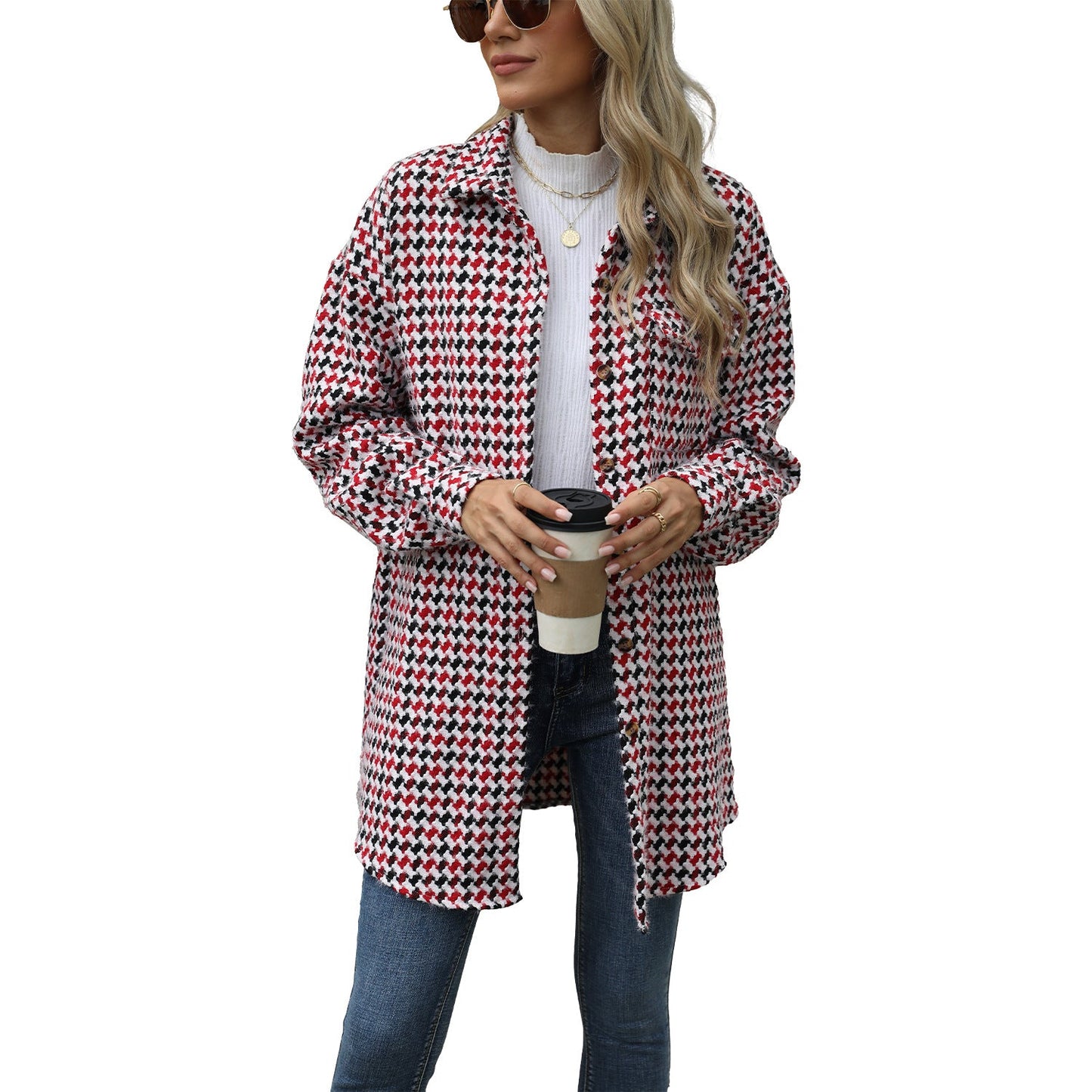 Women's Pretty Polo Collar Mid-length Woolen Coats