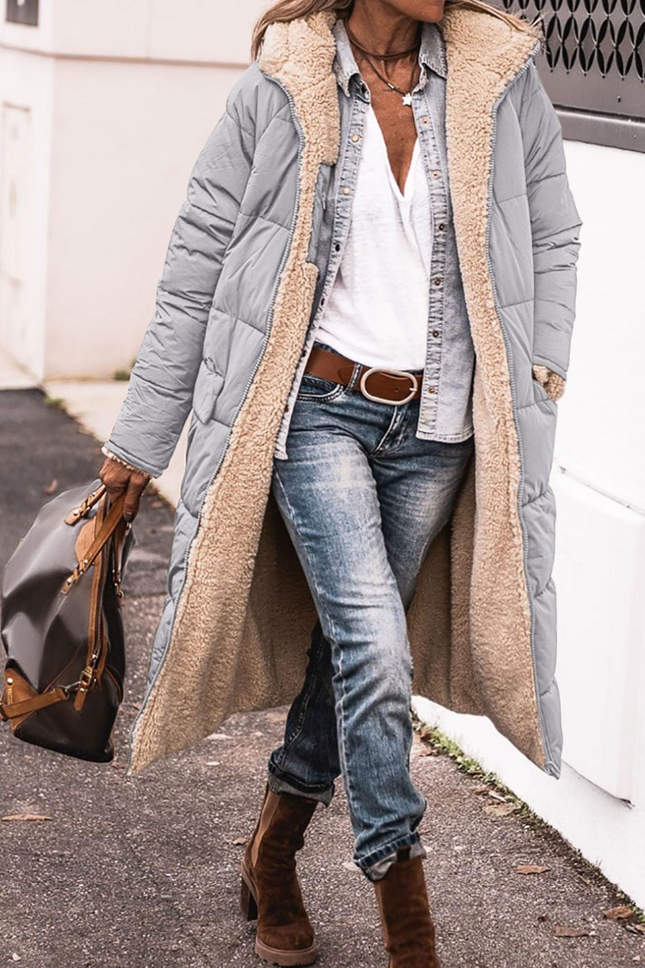 Solid Color Hooded Cotton Long Sleeve Double-sided Wear Jackets