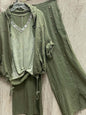 Women's Color Washed Distressed Straight Two Pieces Suits
