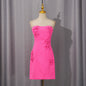 Women's Style Rose Pink Tube Three-dimensional Flower Decoration Summer Fashion Dresses