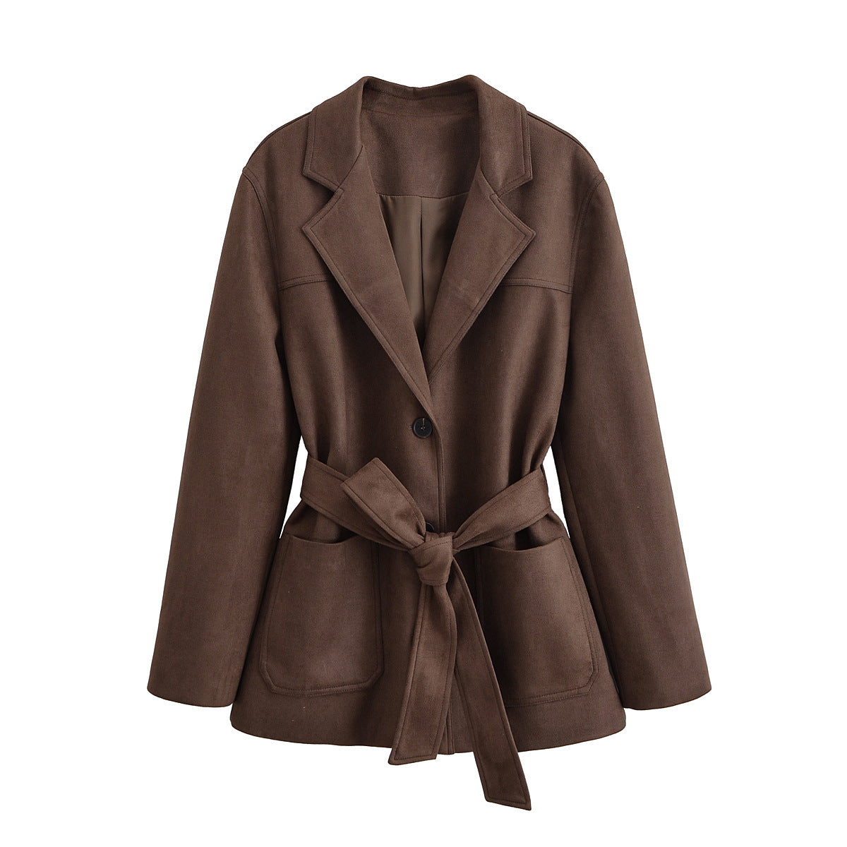 Women's Attractive Suede Collar Belt Trench Coats
