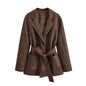 Women's Attractive Suede Collar Belt Trench Coats