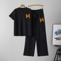 Women's Fashion Summer Short-sleeved Casual Sports Wide Legs Suits