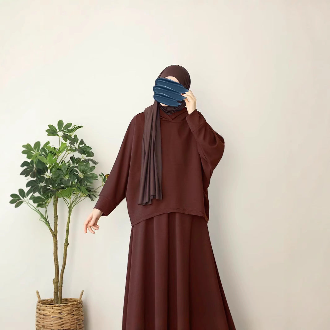 Women's Muslim Wear Solid Color Knitted Loose Tops