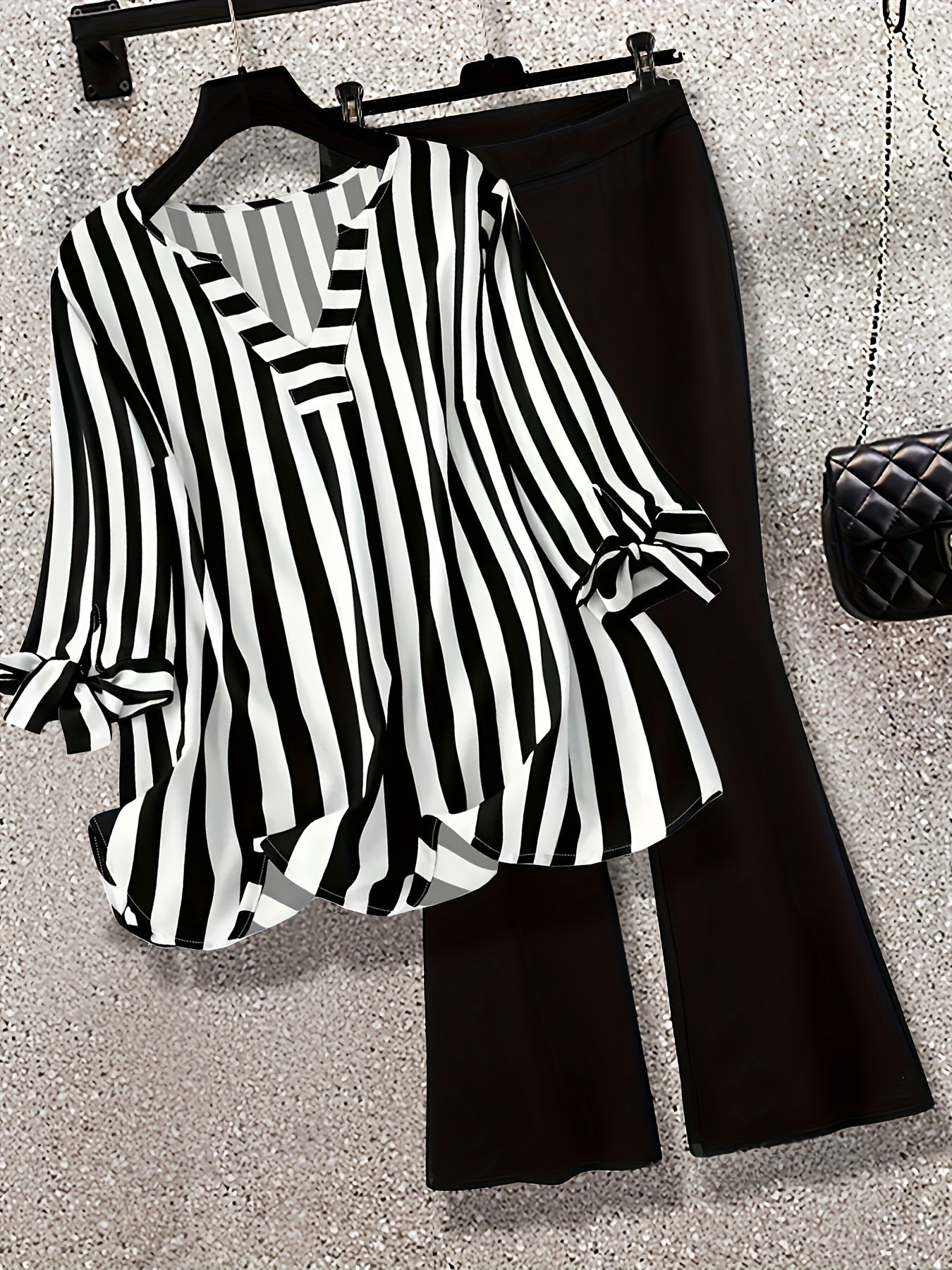 Women's Tied Half Sleeve Skinny Elegant Two-piece Suits