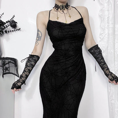 Women's Summer Dark Elegant Sexy Collar Spider Dresses