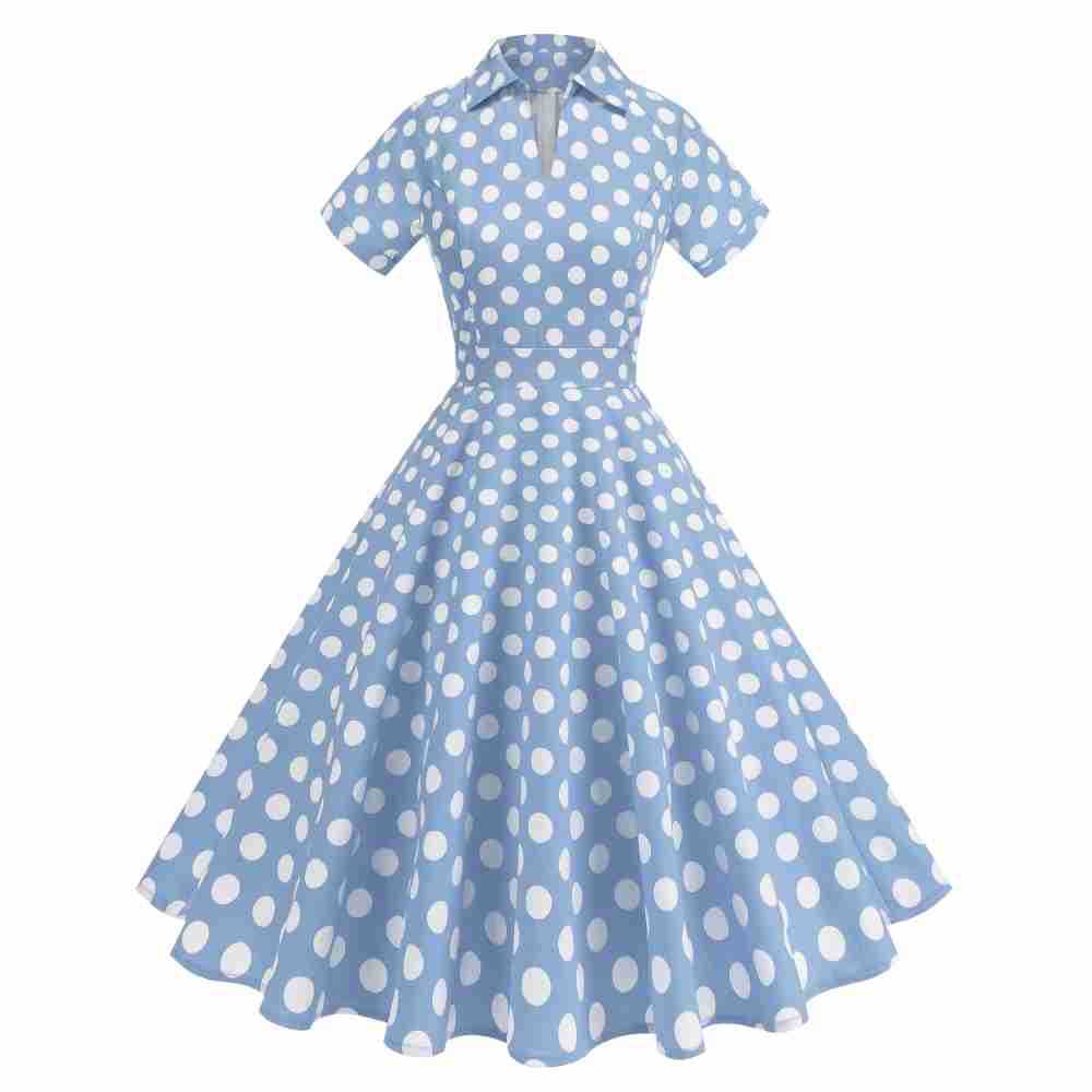 High Waist Polka-dot V Dress Performance Dresses
