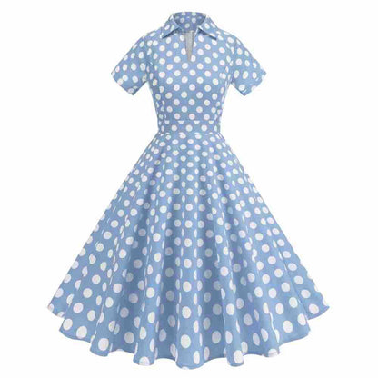 High Waist Polka-dot V Dress Performance Dresses
