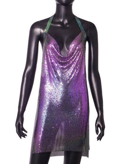 Nightclub Metal Sequins Sexy Suspenders Dress Dresses