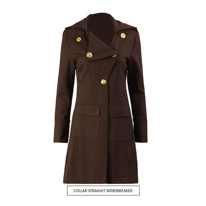 French Retro Irregular Lapel Trench Simple Solid Color Suits