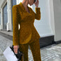 Women's Black Polka Dot Long Sleeve Two-piece Suits