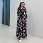 Women's Autumn French Style Black Printed Dress Dresses