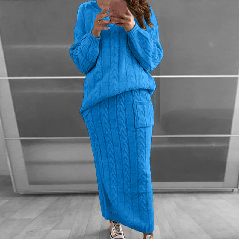 Women's Fashion Twist Stitch Set Dress Sweaters