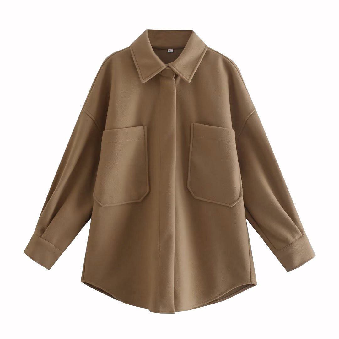 Gothic Autumn Woolen Shirt Dark Green Coats