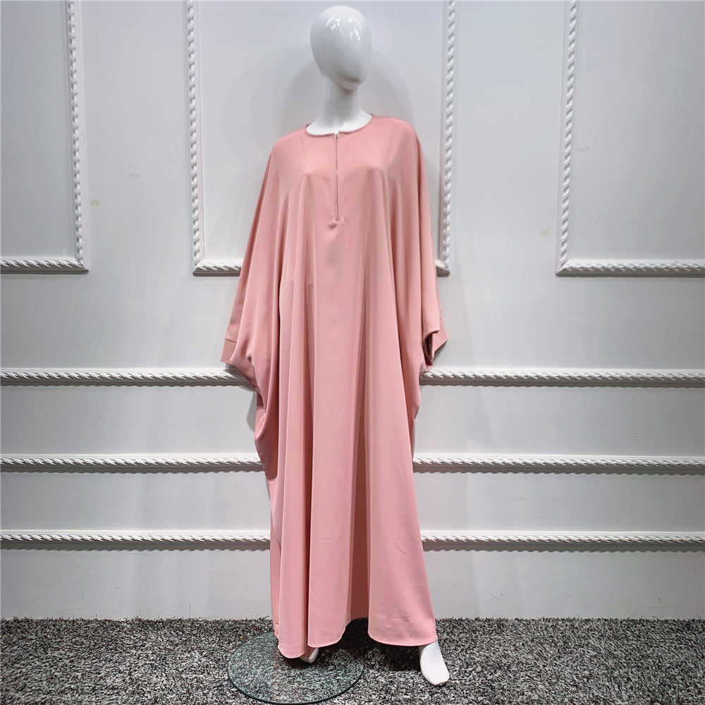 Large Swing Solid Color Batwing Sleeve Dresses