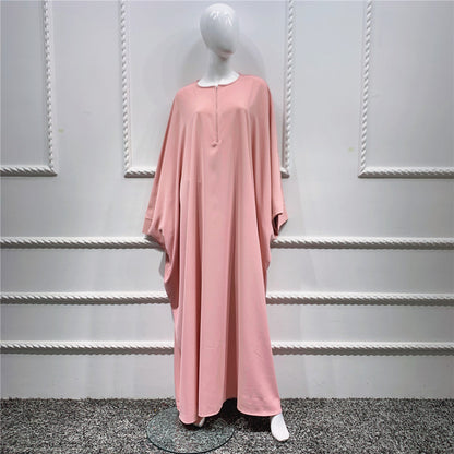Large Swing Solid Color Batwing Sleeve Dresses