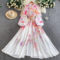 Women's Lantern Long Sleeve Single-breasted Printed Dress Dresses
