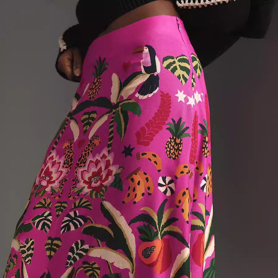 Women's Street Tropical Plant Vintage Print For Skirts