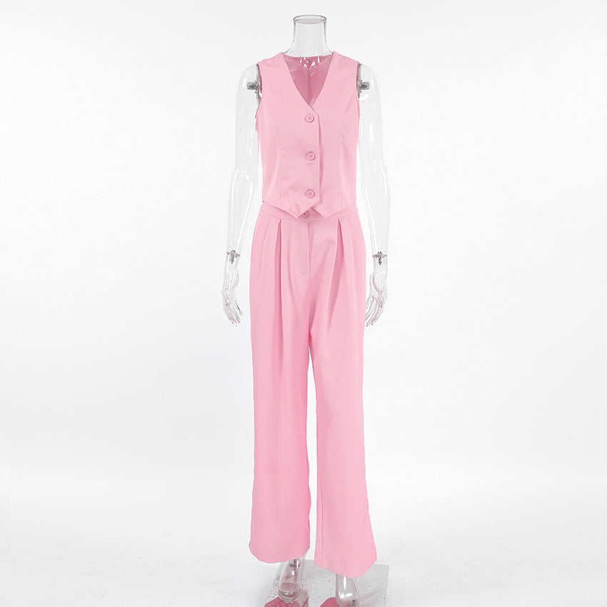 Simple Stylish Casual Sleeveless Solid Color Suits