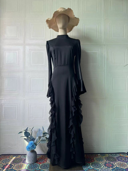 Spring Satin Court Chiffon Stitching Dress Dresses