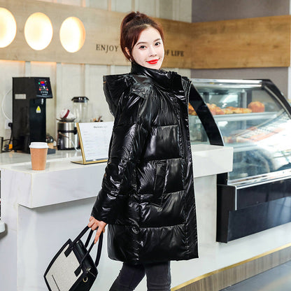 Women's Bright Surface Disposable Down Mid-length Korean Style Coats