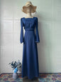 Women's Spring Design Diamond Tied Long Sleeves Satin Dresses