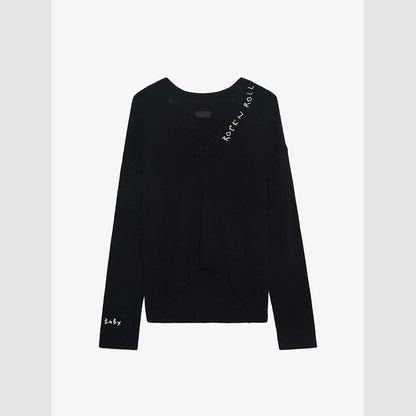 Women's French Niche Handmade Wool Embroidered Cashmere Sweaters