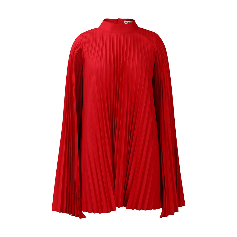 Women's Spring Fashion Loose Temperament Cape Pleated Plus Size