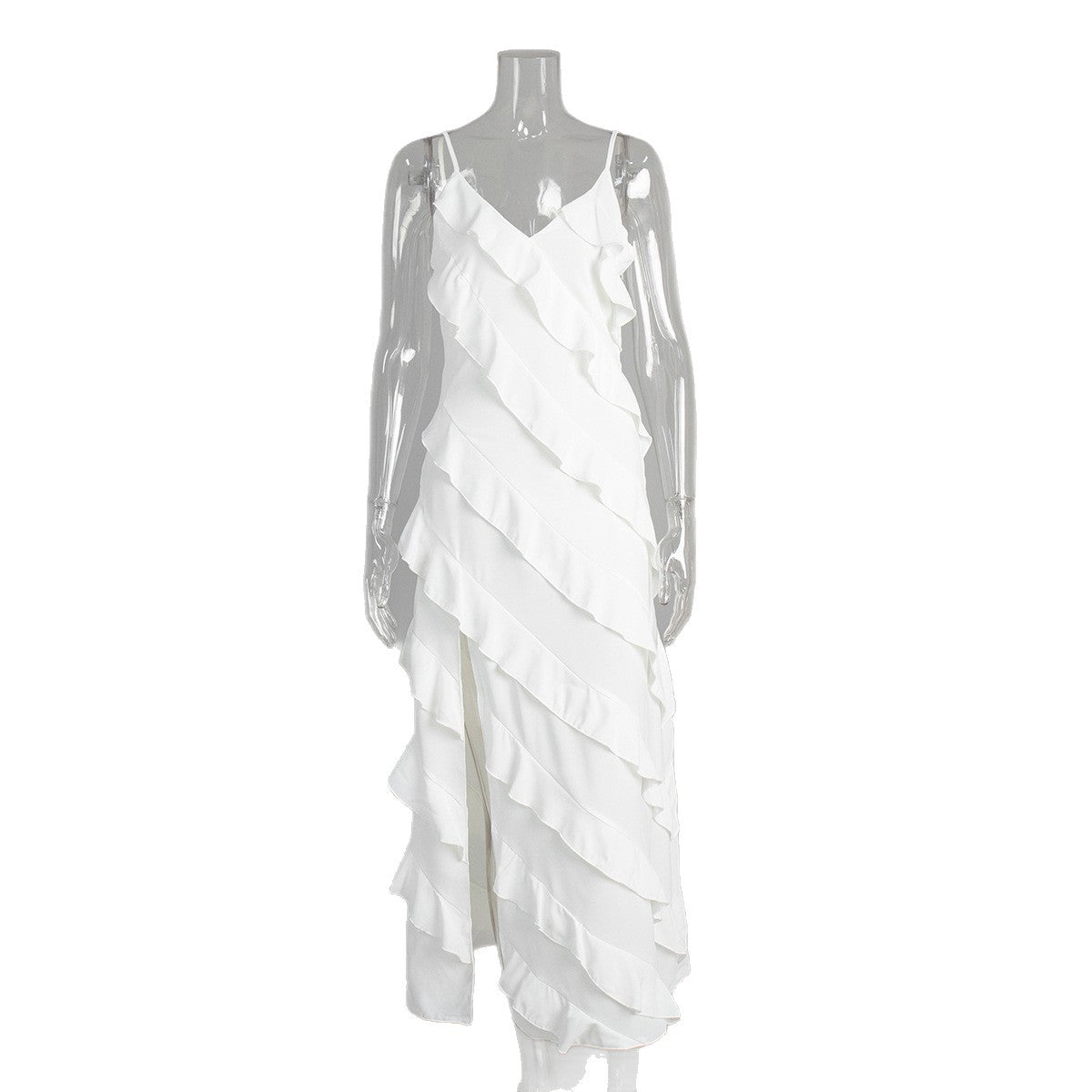 Ruffled Strap Long Dress Summer Sexy Dresses