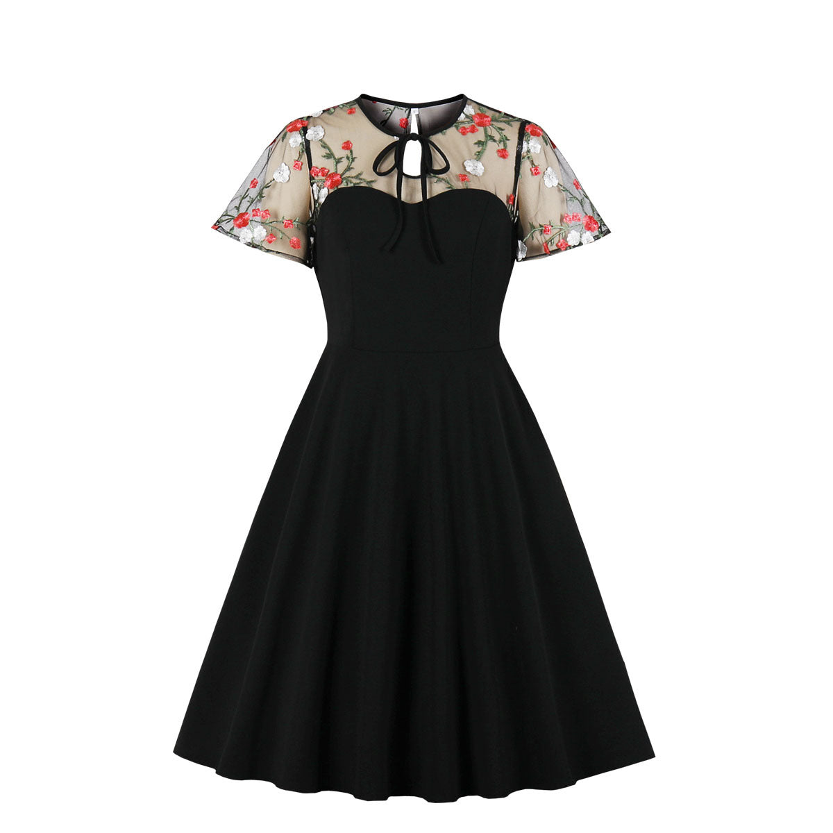 Women's Polka Dot Stitching Pettiskirt Retro Big Dresses