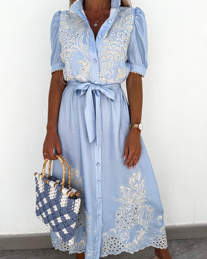 Women's Casual Summer Short-sleeved Waist Dress Dresses