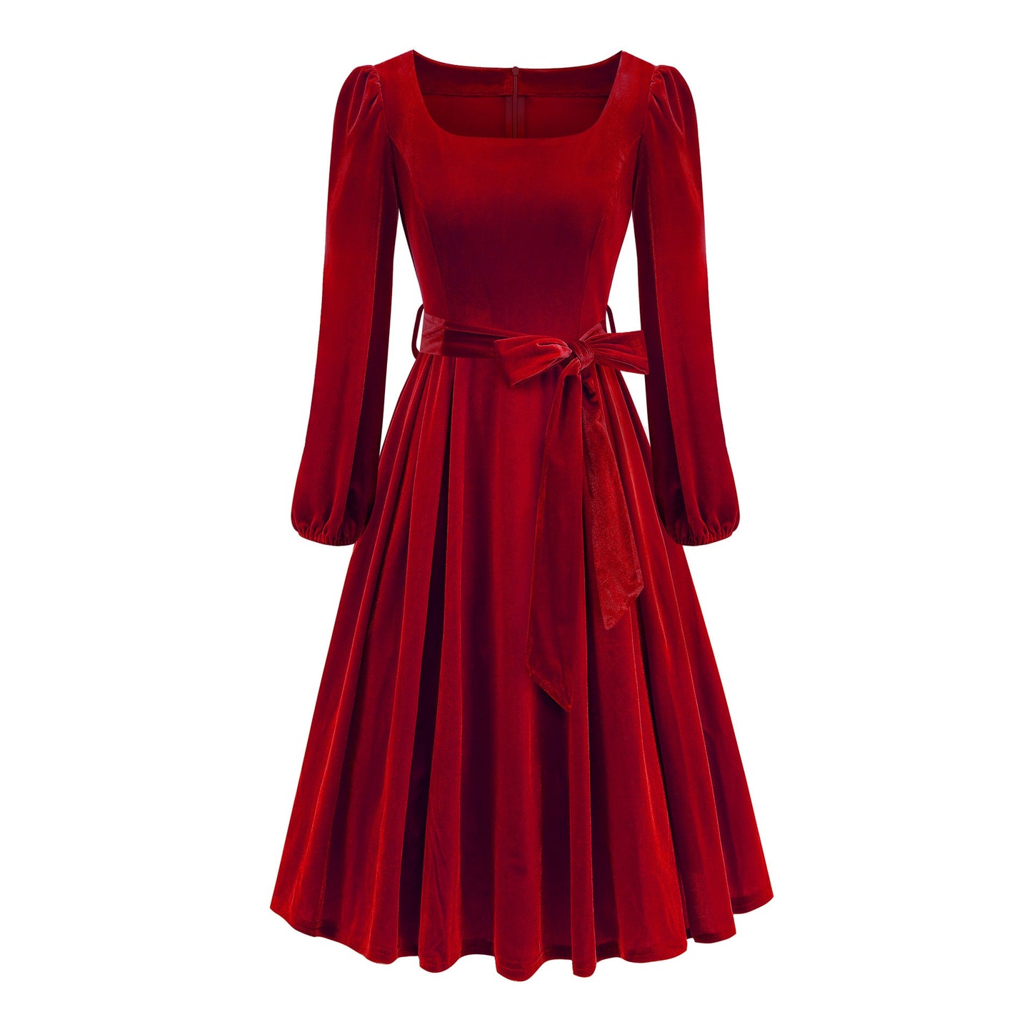Women's Gold Veet Square Collar Christmas Long Dresses