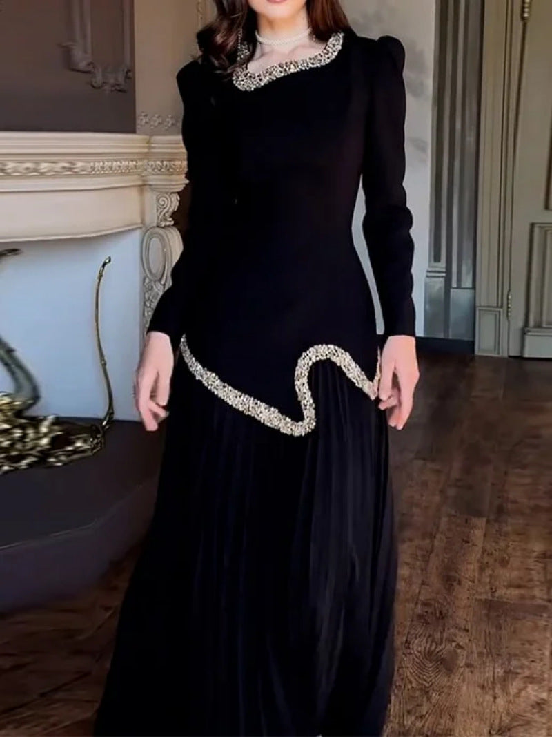 Women's Stylish Sexy Rhinestone Pleated Dress Dresses