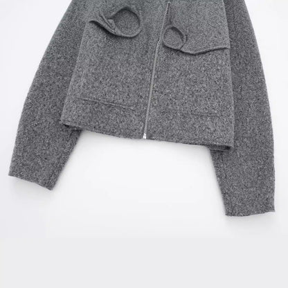 Women's Beautiful French Fashion Bead Leather Coats