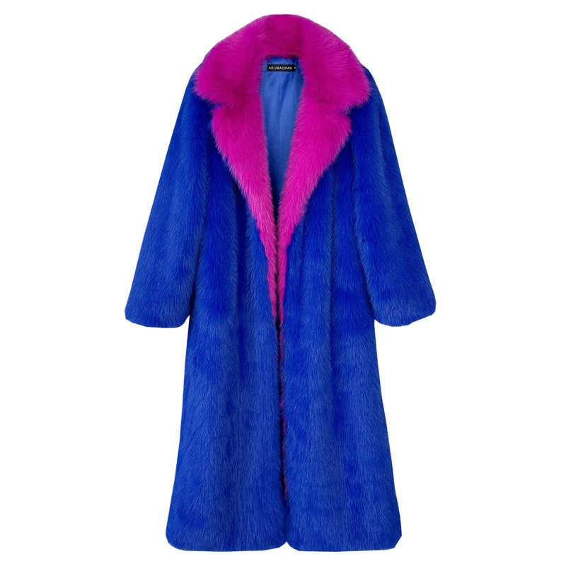Women's Faux Plush Furry Imitation Fur Extended Coats