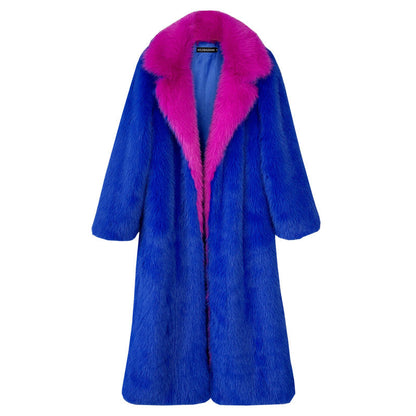 Women's Faux Plush Furry Imitation Fur Extended Coats