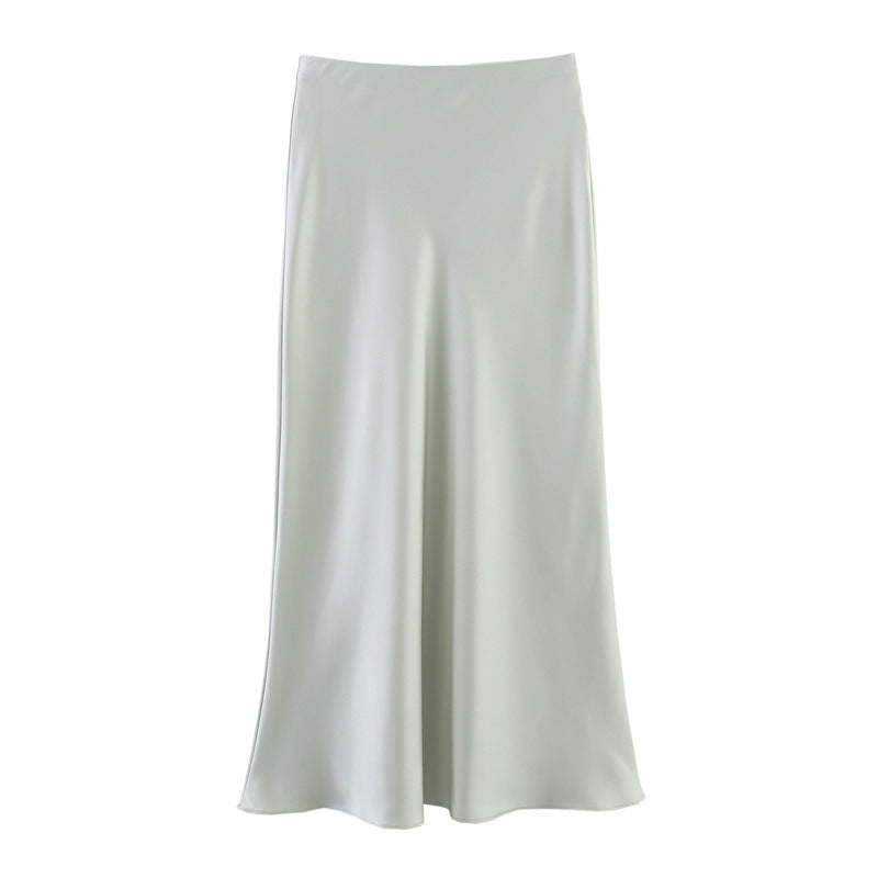 Women's Summer French Fashion Silk Satin Texture Skirts