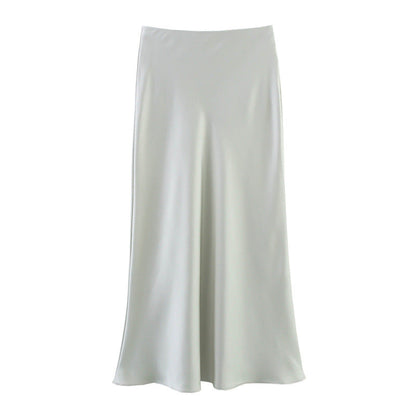 Women's Summer French Fashion Silk Satin Texture Skirts