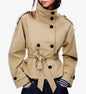 Women's Temperament Commute Stand Collar Double Breasted Coats