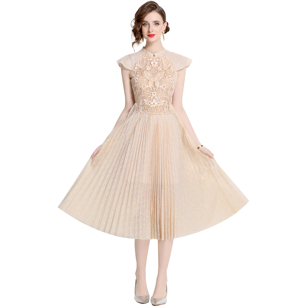 Mature Adult Ceremony Pleated Dress Sweet Western Style Formal Dresses