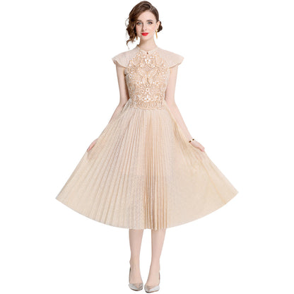 Mature Adult Ceremony Pleated Dress Sweet Western Style Formal Dresses
