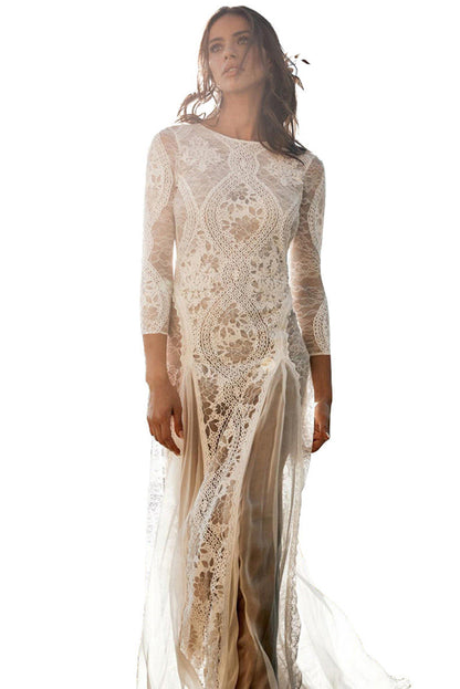Women's Dress Round Neck Long Sleeve Hollow Dresses