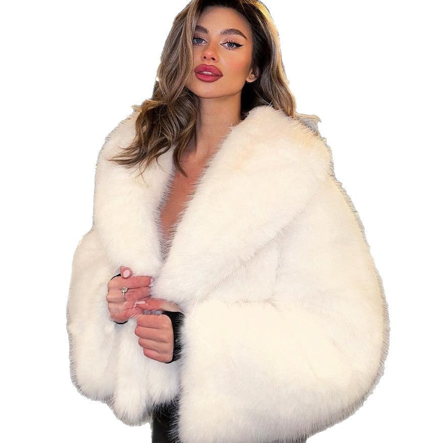 Women's Faux Fur Street Style Fox Fashion Green Coats