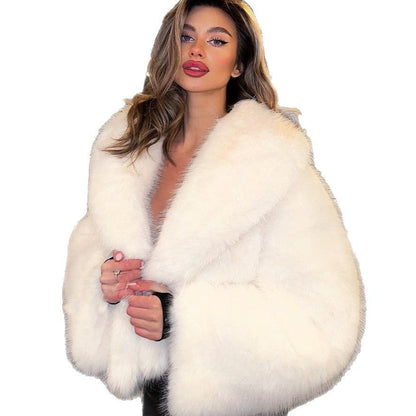Women's Faux Fur Street Style Fox Fashion Green Coats