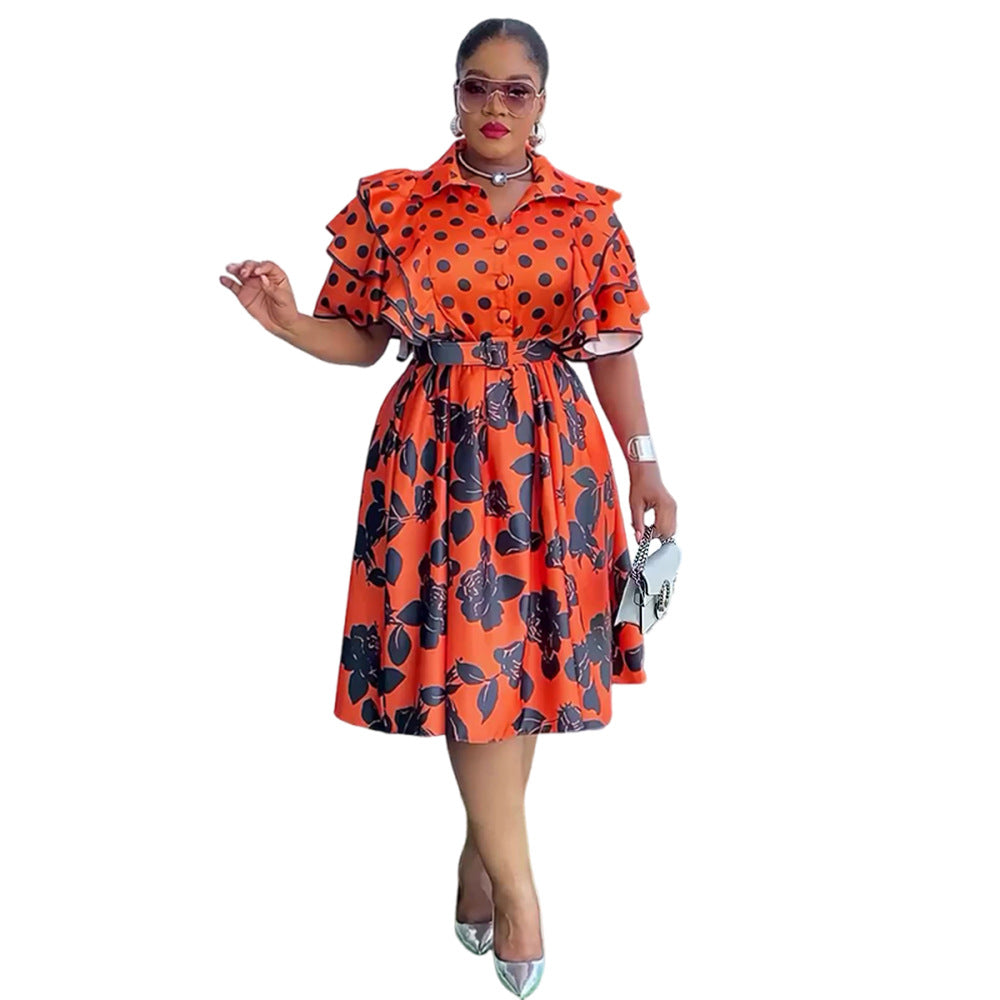 Women's Printed Shirt Dress A- Line African Dresses
