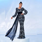 Women's Long Sleeve Sexy Sequined Banquet Ribbon Dresses