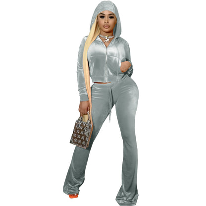 Women's Veet Two-piece Set Hooded Casual Sports Suits
