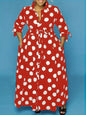 Shirt Long Sleeve Dotted Prints Dress Plus Size