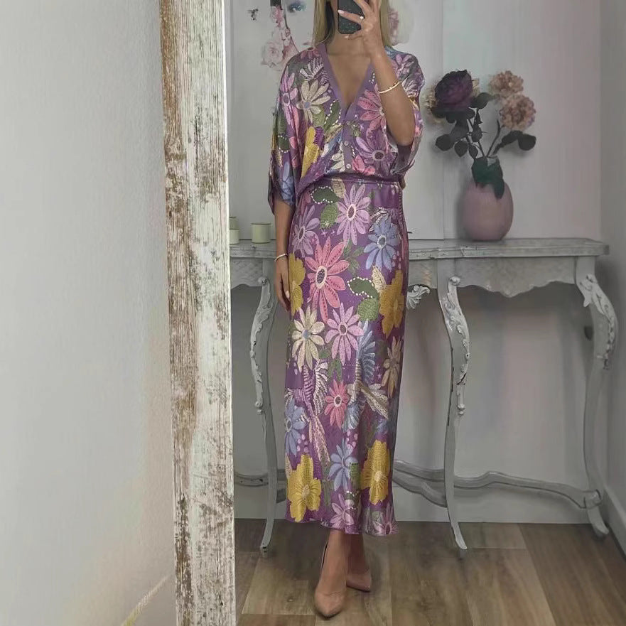 Elegant Home Satin Printed Sleeve Wrapped Suits