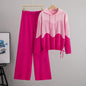 Women's Knitted Hooded Color Matching Casual Sports Suits